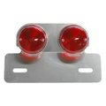 LICENSE PLATE HOLDER +TAIL LIGHT UNIVERSAL REPLAY (ON PLATE) ROUND SHAPED -RED/SILVER ** (L 171mm / H 30mm / Wd 105mm) **