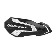 PROTEGE MAIN MOTO MX FLOW KAWASAKI 250 KX F 2008>2018, 450 KX F 2008>2018 (FIXATION UNIVERSEL GUIDON + FIXATION SPECIFIQUE VEHICULE) VERSION OUVERTE NOIR/BLANC  -POLISPORT-