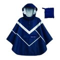 PONCHO / CAPE ANTI PLUIE ADULTE URBAN MOOV PREMIUM BLEU MARINE WATERPROOF REFLECHISSANT AVEC CAPUCHE COMPATIBLE CASQUE - TAILLE L