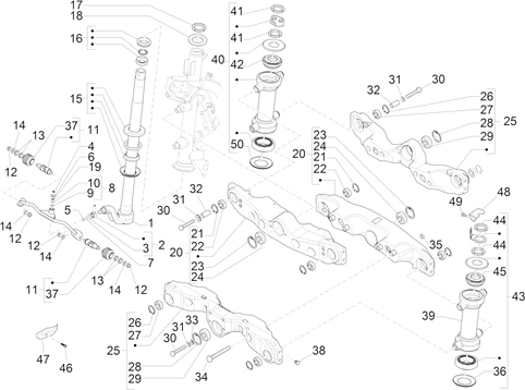 Fourche/tube direction - Ensemble butée dir.