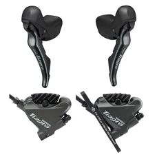 FREIN A DISQUE ROUTE HYDRAULIQUE SHIMANO 105 KIT AVANT+ ARRIERE 10V. DOUBLE NOIR (LEVIER/MANETTE AVEC ETRIER BR-4770+DURITE ASSEMBLE 1700mm/1000mm) (MONTAGE ATELIER)