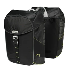 SACOCHE ARRIERE VELO DOUBLE BASIL MILES WATERPROOF 32L NOIR LISERET JAUNE FLUO (PAIRE) (44x14x30cm)