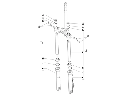 Composants de la fourche (Showa)