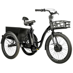 TRICYCLE ELECTRIQUE/VAE CITY LEADER FOX 24" LOVELO 2025 MIXTE NOIR BRILLANT 3V SHIMANO NEXUS MOTEUR ROUE AV BAFANG 36V 45Nm BATTERIE 16,7Ah (AVEC DIFFERENTIEL)