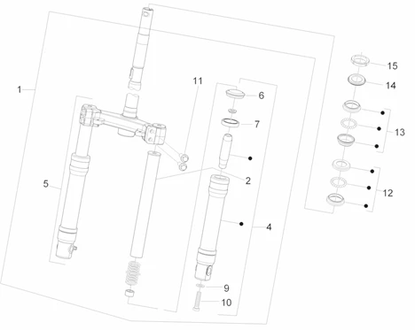 Fourche/tube direction - Ensemble butée dir.