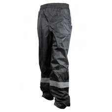 RAIN PANTS - WATERPROOF- BLACK WITH REFLECTIVE STRIPE - M (EEC APPROVED) - size 1.68 > 1.78m