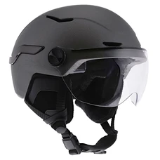 CASQUE VELO/TROTTINETTE ADULTE URBAIN/CITY VIZION GRIS ECLAIRAGE INTEGRE AVEC CLIGNOTANT + FEU STOP AUTO + COMMANDE AU CINTRE TAILLE 61-59 REGLAGE MOLETTE