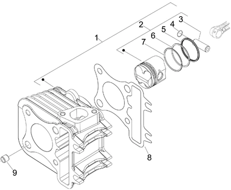 Groupe cylindre-piston-axe