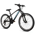 VELO MUSCULAIRE VTT 24 LEADER FOX SPIDER 2026 GARCON NOIR MAT 7V (TAILLE ENFANT 135 à 145 cm)