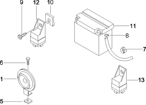 Relais - Batterie - Avertisseur sonore