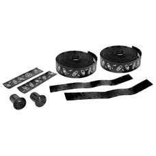 RUBAN DE GUIDON / CINTRE NEWTON EBON NOIR MOTIFS REFLECHISSANTS AVEC BOUCHONS (CONFORTABLE EPAISSEUR 3mm)