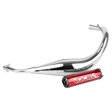 EXHAUST FOR 50CC MOTORBIKE VOCA CHROMED FOR BETA 50 RR 2012>(LOW MOUNTING - RED ALUMINIUM SILENCER)