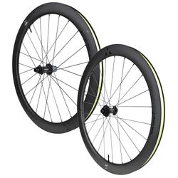 ROUES ROUTE DISQUE 700 MICHE SWR EVO 50 CENTERLOCK CARBONE NOIR CASSETTE SHIMANO HG 12V AXE TRAVERSANT 12/100 ET 12/142 (PAIRE) - TUBELESS READY