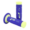 REVETEMENT POIGNEE PROGRIP MOTO OFF ROAD 791 DOUBLE DENSITE BASE FLUO JAUNE FLUO/BLEU CLOSED END 115mm (CROSS/MX) (PAIRE)