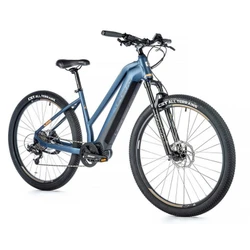 EBIKE - MTB LEADER FOX 29'' SWAN 2023 "For lady" Matt blue - 9 Speed - BAFANG CENTRAL ENGINE M300 36V 80Nm BATTERY 15Ah (Frame 20'' - H. 52cm - Size L - RIDER'S HEIGHT 178cm > 185cm)
