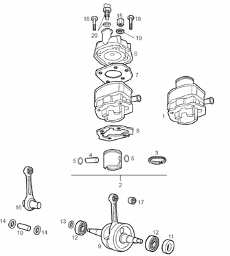 Arbre moteur - Cylindre - Piston