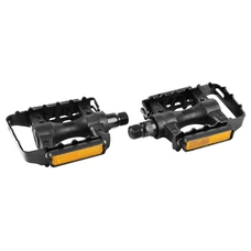 FLAT PEDAL FOR MTB- -RESIN-NEWTON -BLACK- -ALUMINIUM BODY -BLACK- 9/16" (PAIR ON CARD)
