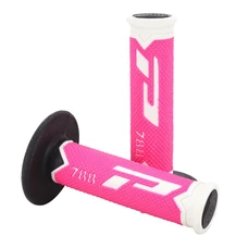 REVETEMENT POIGNEE PROGRIP MOTO OFF ROAD 788 TRIPLE DENSITE FLUO DESIGN BLANC/FUCHSIA/NOIR CLOSED END 115mm (CROSS/MX) (PAIRE)