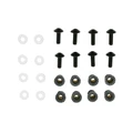 VIS DE BULLE/CARROSSERIE REPLAY ALU TETE BOMBEE M5X16 NOIR + RONDELLES PLASTIQUES + BOUCHONS CAOUTCHOUC (KIT VISSERIE 8 PIECES)