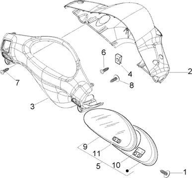 Compteur kilometrique-couvercles du guidon