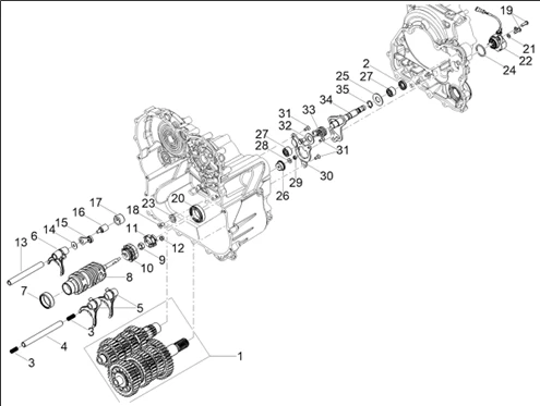 Boîte de vitesses / Selecteur / Desmodromique
