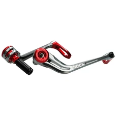PROTECTION LEVIER DE FREIN VOCA EVO ALU CNC GRIS/ROUGE DIAM INTERIEUR GUIDON 14 mm LONGUEUR 148 mm (PAIRE)