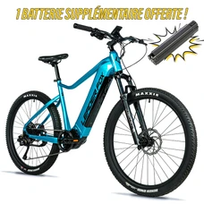 VELO ELECTRIQUE/VAE VTT 27,5 LEADER FOX KENT 2025 BLEU CLAIR 9V MOTEUR CENTRAL BAFANG M510 36V 95Nm BATTERIE 20Ah (16'' - H40.6cm - TAILLE S - POUR ADULTE DE 158cm à 168cm)