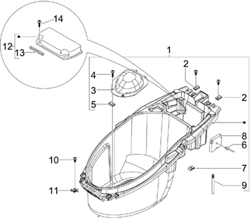 Logement casque - Dessous de selle