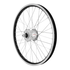 ROUE VTT 20" ER10 AVANT ALU NOIRE MOYEU SHIMANO DYNAMO AXE PLEIN DH-C3000 6V/3W JANTE 19C (POUR ECLAIRAGE AVANT ET ARRIERE) - COMPATIBLE V-BRAKE