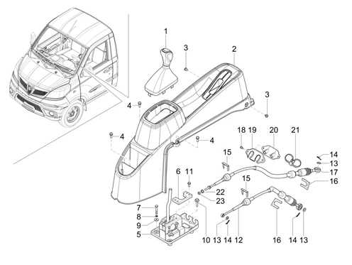 Tunnel central - Levier de vitesses