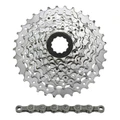 CASSETTE ET CHAINE (PACK) 9V. SUNRACE M96 11-34 VTT POUR SHIMANO NICKEL AVEC CHAINE CNM94 116 MAILLONS(LIVRE EN BOITE) (11-12-14-16-18-21-24-28-34)