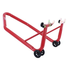 LEVE/BEQUILLE STAND MOTO P2R ARRIERE UNIVERSEL MONOBLOC ACIER ROUGE AVEC SUPPORT EN V (TUBE DIAM 38 mm) (CHARGE MAXI 295 kg)