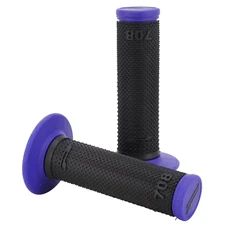 REVETEMENT POIGNEE PROGRIP MOTO OFF ROAD 708 DOUBLE DENSITE NOIR/BLEU CLOSED END 115mm (AVEC LOCK ON - LIVRER AVEC 5 EMBOUTS) (CROSS/MX) (PAIRE)