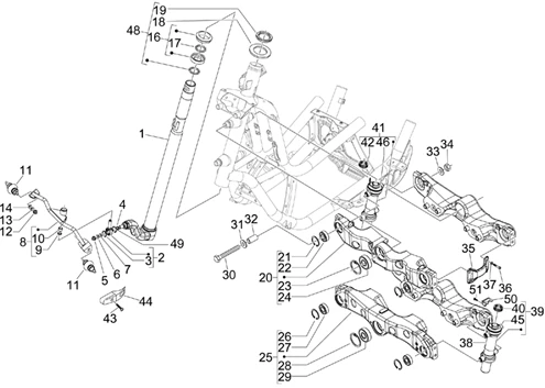Fourche/tube direction - Ensemble butée dir.