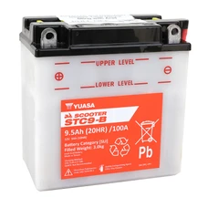 BATTERIE 12V 9 Ah STC4L-B YUASA SCOOTER SANS ENTRETIEN LIVREE AVEC PACK ACIDE (Lg121xL70xH92mm) (EQUIVALENT YB9L  - CCA 100)