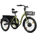 TRICYCLE ELECTRIQUE/VAE CITY LEADER FOX 24" LOVELO 2025 MIXTE KAKI BRILLANT 3V SHIMANO NEXUS MOTEUR ROUE AV BAFANG 36V 45Nm BATTERIE 16,7 Ah (AVEC DIFFERENTIEL)