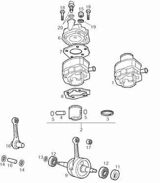 Arbre moteur - Cylindre - Piston
