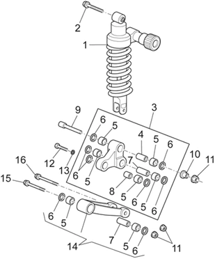 Biellette et der. Amortisseur