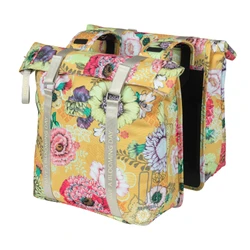 SACOCHE ARRIERE VELO DOUBLE BASIL BLOOM FIELD 28-35L JAUNE HONEY FIXATION CROCHET/RESSORT (30x15x33cm)