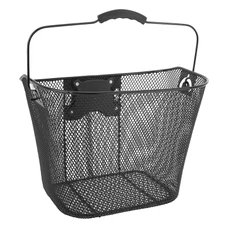 FRONT BASKET- STEEL MESH- NEWTON FOR E-BIKE - BLACK QUICK RELEASE ON CLIPS RPD 31,8mm 19L (Lg35xL25xH25)