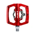 PEDALE GRAVEL / VTT PLATE SWITCH AUTOMATIQUE OU STANDARD ALU CNC ROUGE 90 x 90 mm (COMPATIBLE SHIMANO SPD) (PAIRE)