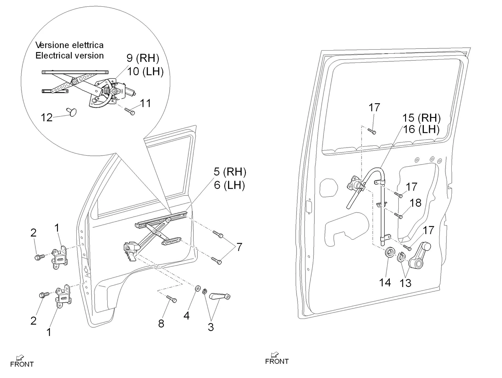 Lève-vitre avant et arrière 