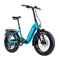 VELO ELECTRIQUE/VAE PLIANT FAT BIKE 20 LEADER FOX CODY 2024 MIXTE BLEU CLAIR 7V MOTEUR ROUE AR BAFANG 36V 45Nm BATTERIE 16Ah