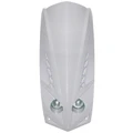CARENAGE/TABLIER AV SCOOT REPLAY ADAPTABLE PEUGEOT 50 LUDIX BLANC BRILLANT DOUBLE OPTIQUE AVEC LEDS BLANCHES POUR COMPTEUR TRIANGULAIRE (2x20W + LEDS)