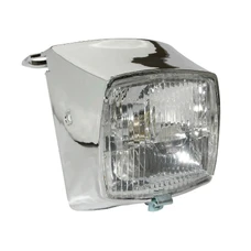 HEADLIGHT FOR MOPED PEUGEOT 103 (WITH CHROME RIM) WITH BULB 12V 15W  -SELECTION P2R-