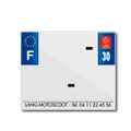 PLASTIC STRIP FOR PVC LICENSE PLATE WITH BUSINESS NAME (MOTORBIKE FORMAT 170X145)-DEPT 30/EUROPE (SOLD PER UNIT)