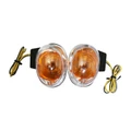 TURN SIGNAL FOR SCOOT MBK 50 BOOSTER 2004>/YAMAHA 50 BWS 2004>/KEEWAY 50 HURRICANE, FOCUS - FRONT - TRANSPARENT/BLACK -CEE APPROVED- (PAIR)     -REPLAY-
