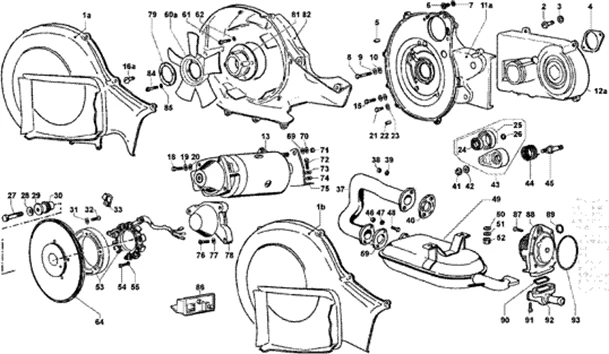 Coiffe refroidissement - demarreur - tuyau decharge
