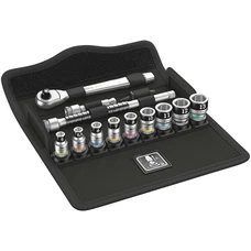 CLIQUET WERA 8100 ZYKLOP METAL 1/4 METRIQUE AVEC DOUILLES CHROME MOLY (SET 13 PIECES) -MARQUE ALLEMANDE POUR LES ATELIERS