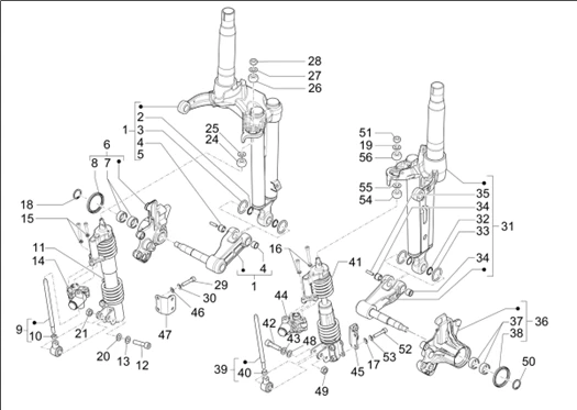 Composants de la fourche (Mingxing)